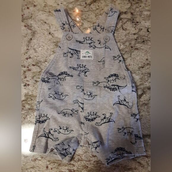 Carter's gray cotton dinosaur bibs - Picture 1 of 3